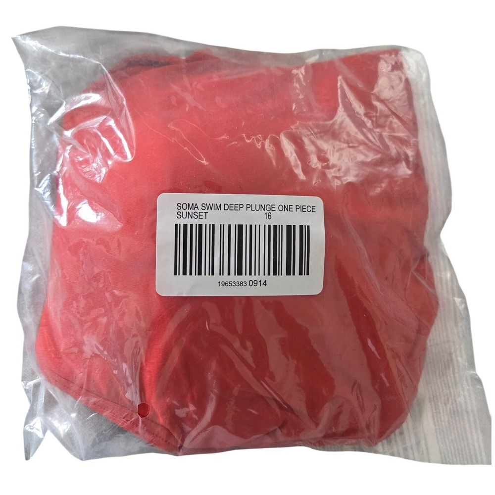 Soma Swim Deep Plunge One Piece Swimsuit‎ Sunset Red Womens Size 16 NWT - Picture 8 of 8